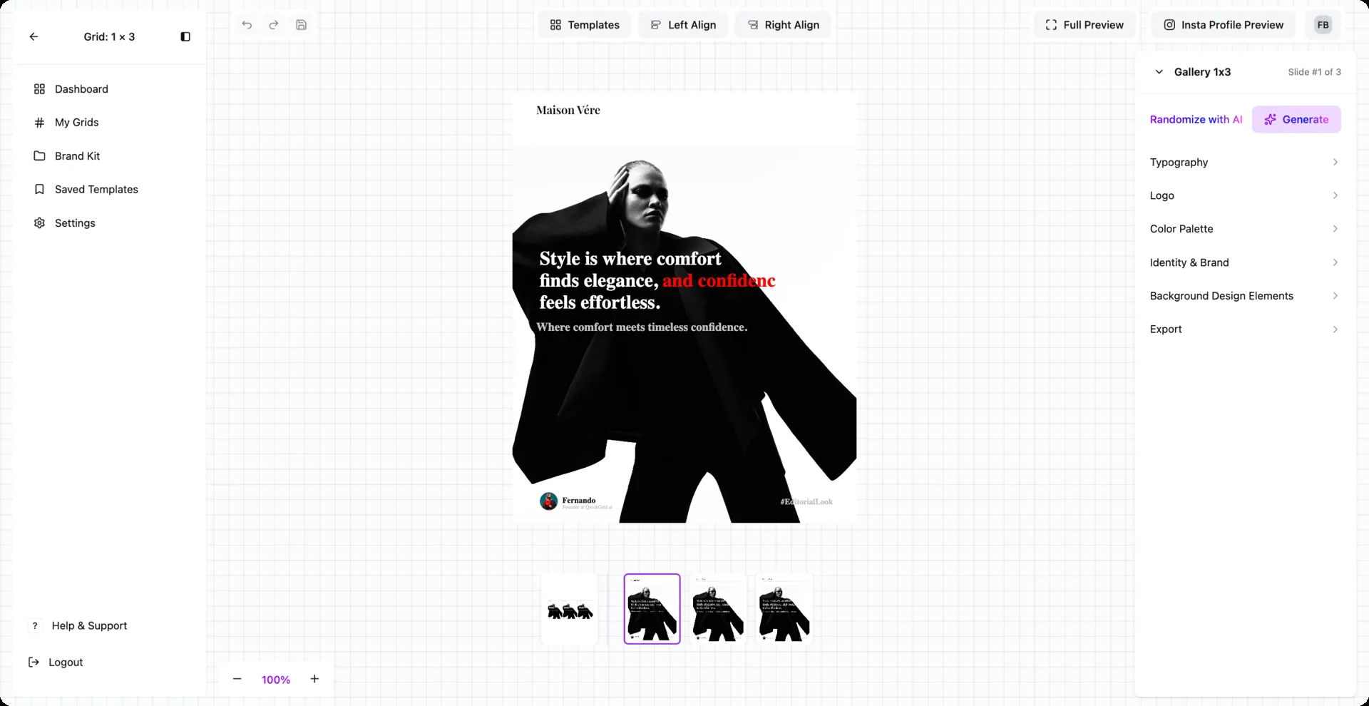 QuickGrid.ai: app · grid editor