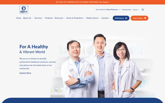 Alpro Pharmacy: The home page