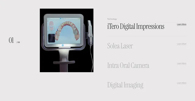 "Technology-Driven Dentistry for Exceptional Results" — a two-line serif headline with "for" in italic — on the pale ground