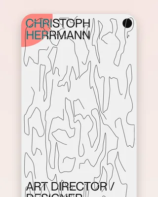 The home page on a phone: the drawn hero with "CHRISTOPH HERRMANN" and the coloured disc