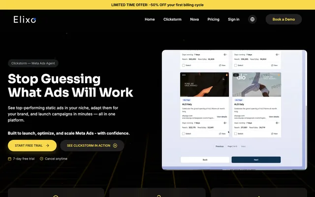 Elixo AI: Clickstorm, the Meta ads agent