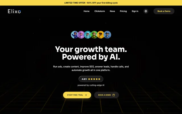 Elixo AI: The home page