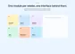"One module per retailer, one interface behind them." — six coloured tiles for Amazon (amazon.sa), Noon (noon.com), Namshi (namshi.com), Jarir (jarir.com), Nice One (niceonesa.com) and Extra (extra.com), beside a panel reading "Hover a store to read its adapter status"